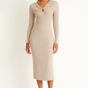 Boho Tan Ribbed Knit Dress size XSmall